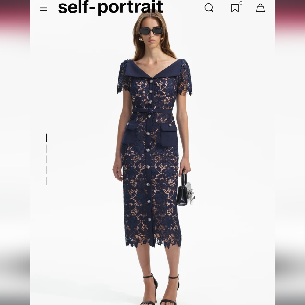 Self Portrait Navy Lace Dress